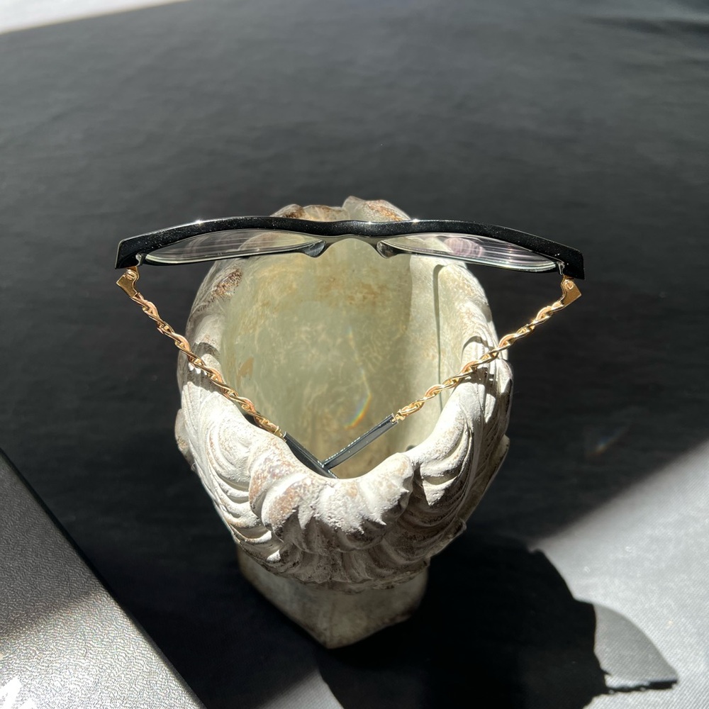 CHANEL 3221-Q Beige Leather Glasses Frames Chain Link EUC Italy Emma Watson - Picture 5 of 16